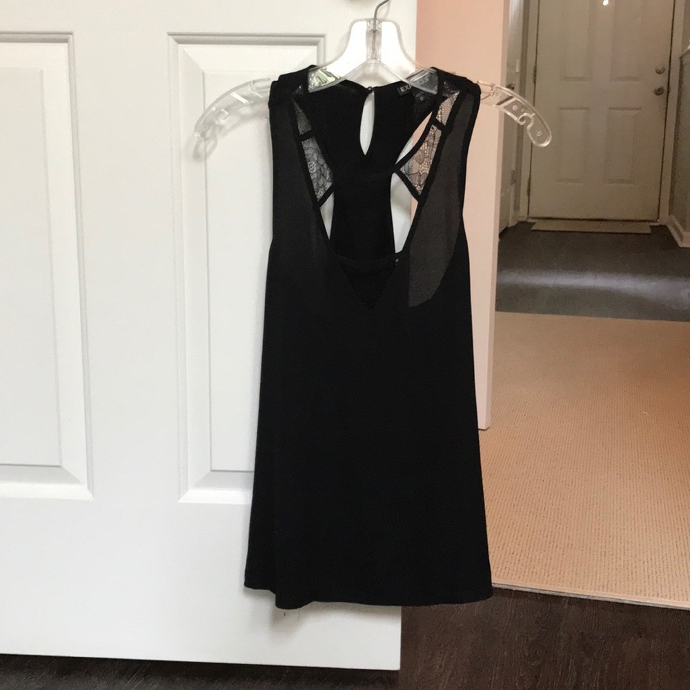 XS express black lacy t-back tank top